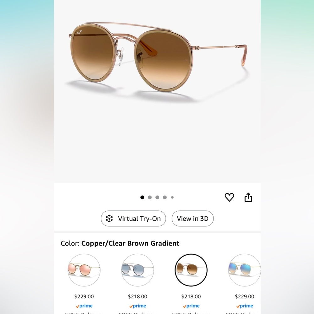 Ray Brown Double Bridge “ Copper / Clear Brown Gradient “ Sunglasses